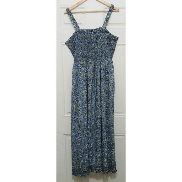 The drop Dresses & Skirts - The drop womens 2xl green blue floral maxi dress elastic waist smocked